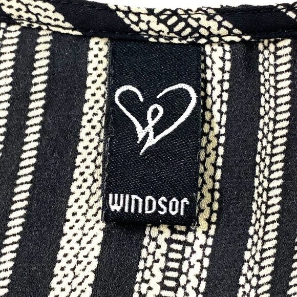 Windsor Crop Blouse Womens Medium Deep V'd Semi Sheer Long Sleeve Knot Black - Picture 5 of 8